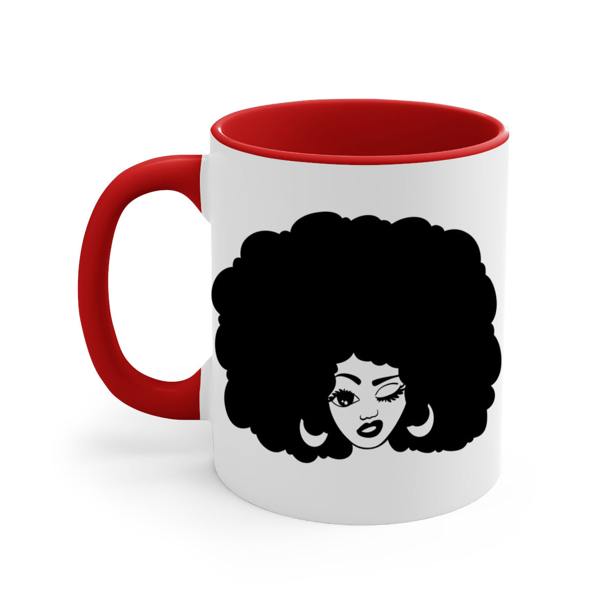 Black Women - Queen 74# Mug with two-tone design, featuring a colored handle and glossy finish, perfect for coffee or tea.