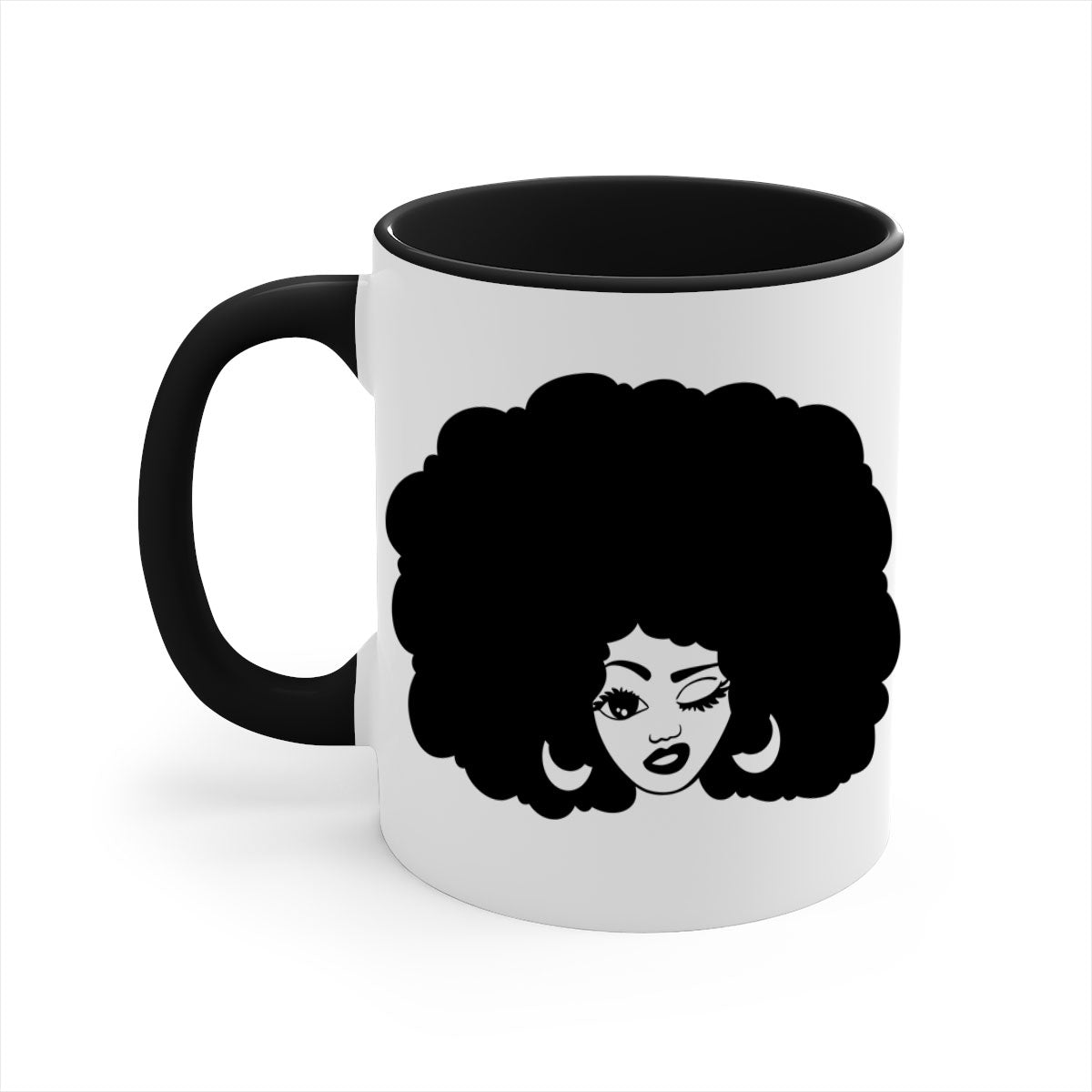 Black Women - Queen 74# Mug with two-tone design, featuring a colored handle and glossy finish, perfect for coffee or tea.