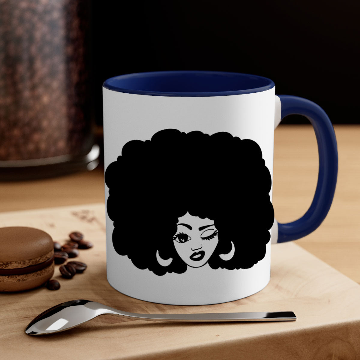 Black Women - Queen 74# Mug with two-tone design, featuring a colored handle and glossy finish, perfect for coffee or tea.