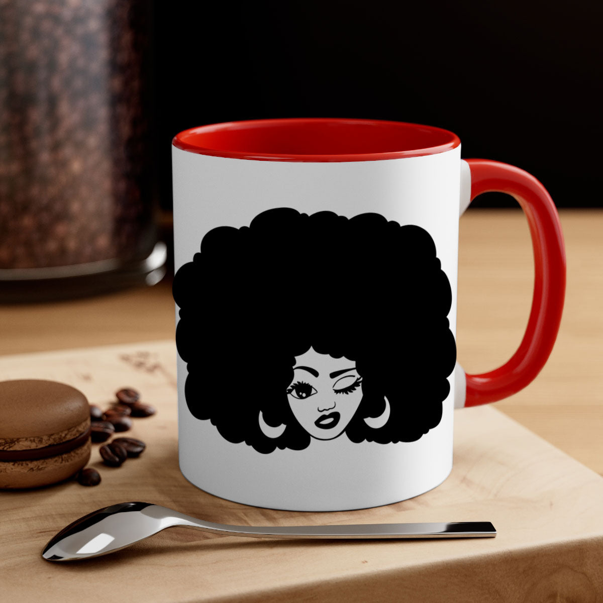 Black Women - Queen 74# Mug with two-tone design, featuring a colored handle and glossy finish, perfect for coffee or tea.