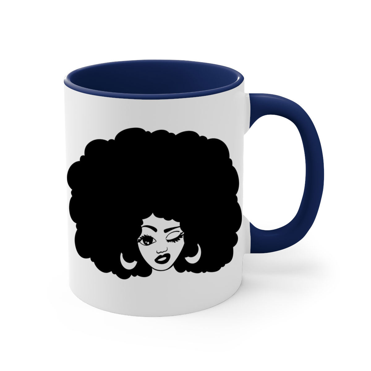 Black Women - Queen 74# Mug with two-tone design, featuring a colored handle and glossy finish, perfect for coffee or tea.