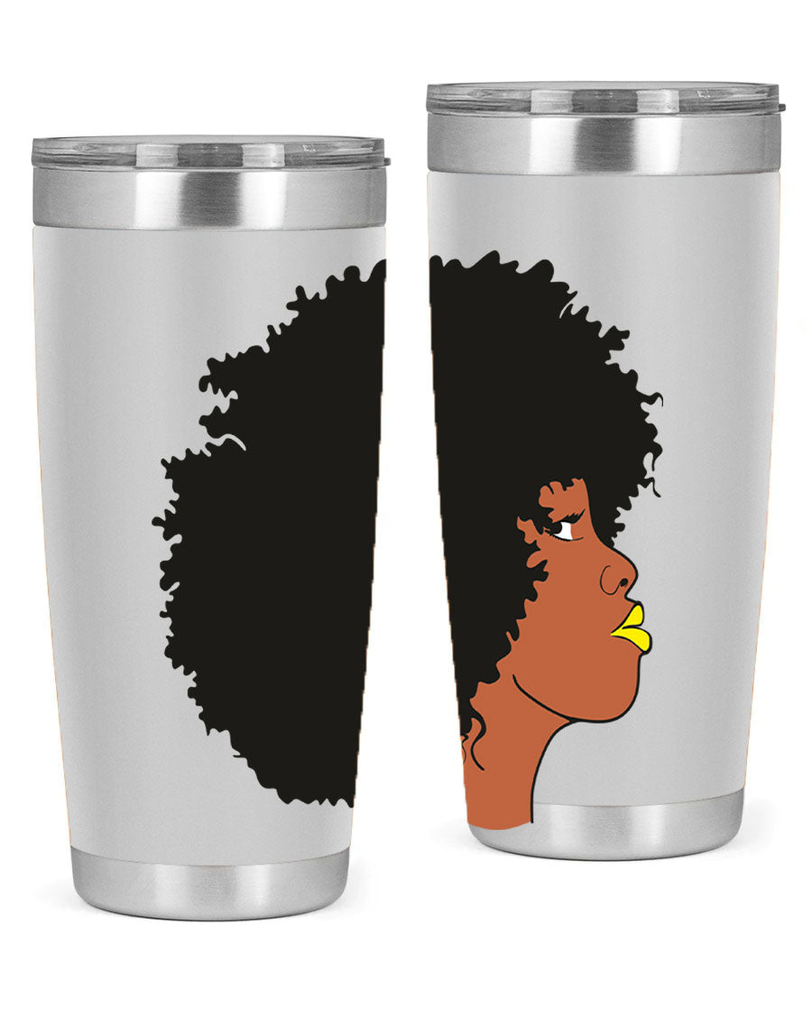 Black Women Queen Tumbler showcasing a stylish design with double wall vacuum insulation, perfect for hot and cold beverages.