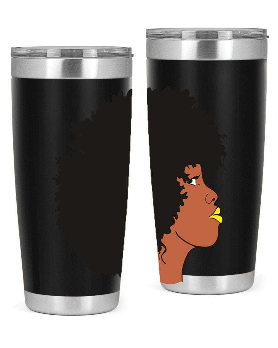 Black Women Queen Tumbler showcasing a stylish design with double wall vacuum insulation, perfect for hot and cold beverages.