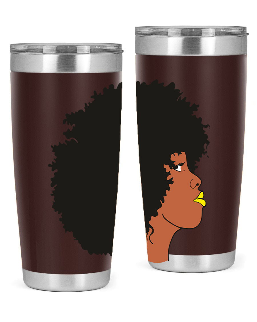 Black Women Queen Tumbler showcasing a stylish design with double wall vacuum insulation, perfect for hot and cold beverages.