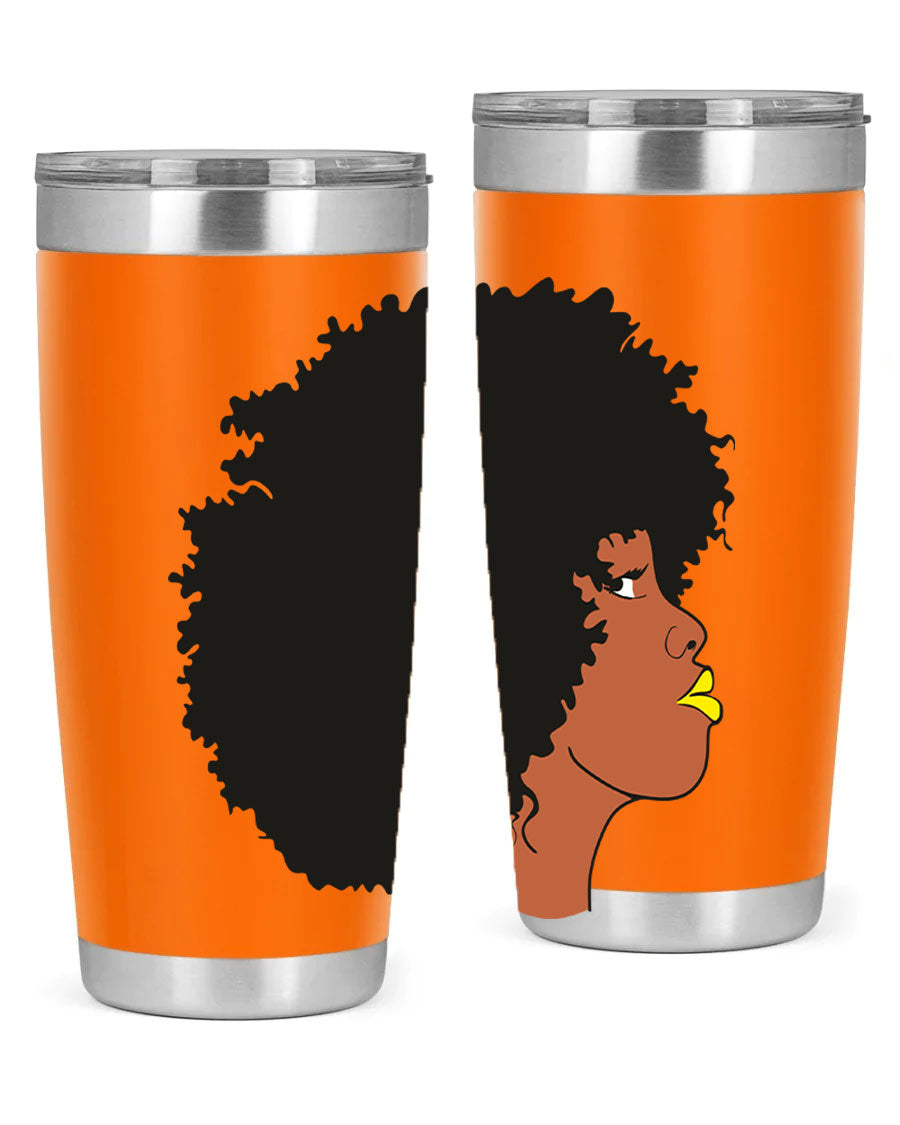 Black Women Queen Tumbler showcasing a stylish design with double wall vacuum insulation, perfect for hot and cold beverages.