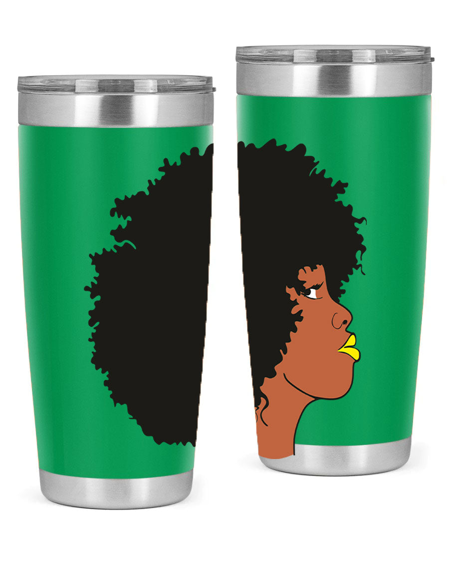 Black Women Queen Tumbler showcasing a stylish design with double wall vacuum insulation, perfect for hot and cold beverages.