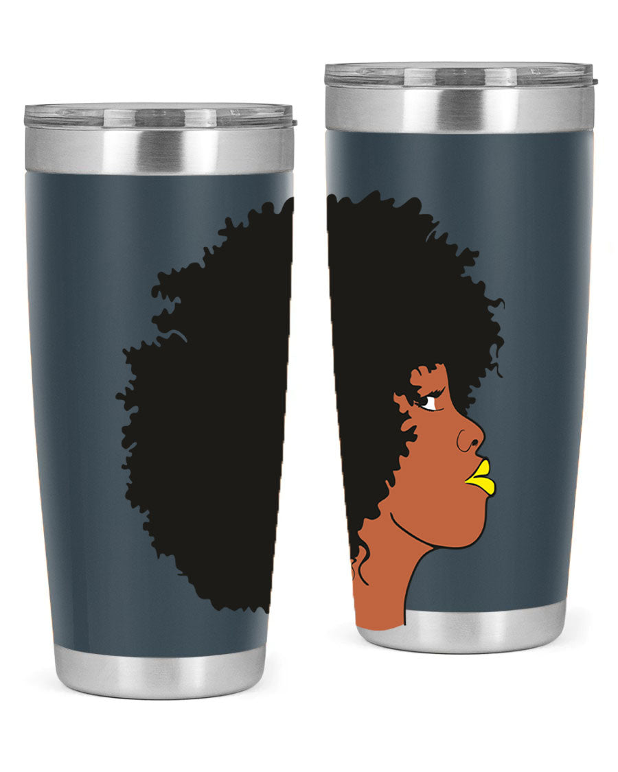 Black Women Queen Tumbler showcasing a stylish design with double wall vacuum insulation, perfect for hot and cold beverages.