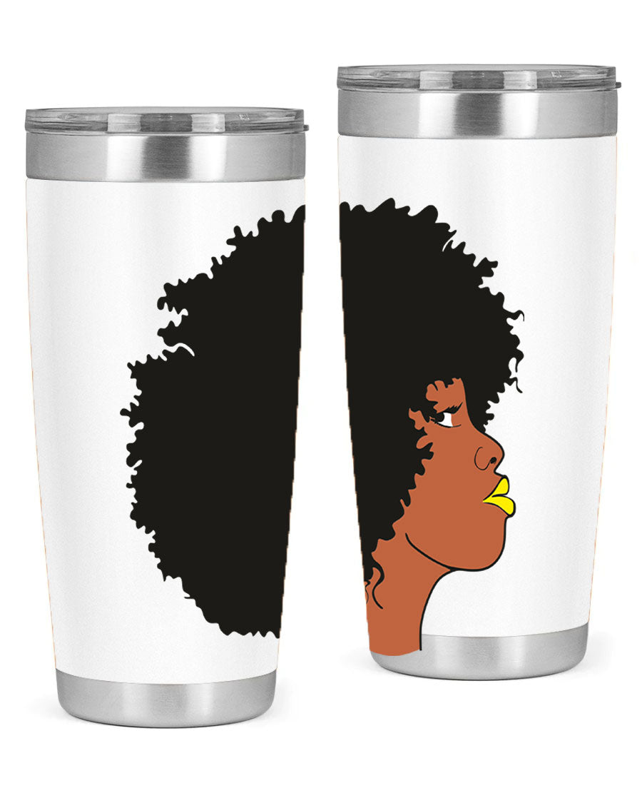 Black Women Queen Tumbler showcasing a stylish design with double wall vacuum insulation, perfect for hot and cold beverages.