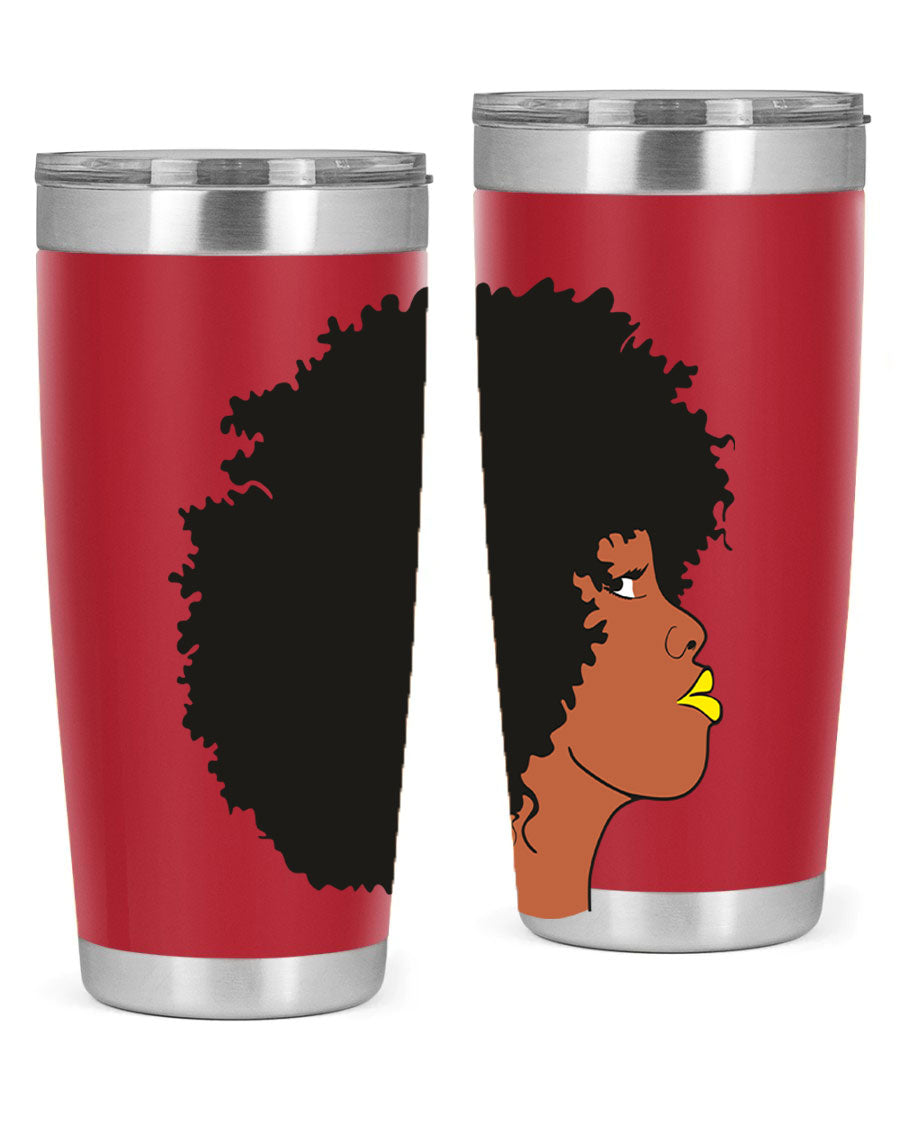 Black Women Queen Tumbler showcasing a stylish design with double wall vacuum insulation, perfect for hot and cold beverages.