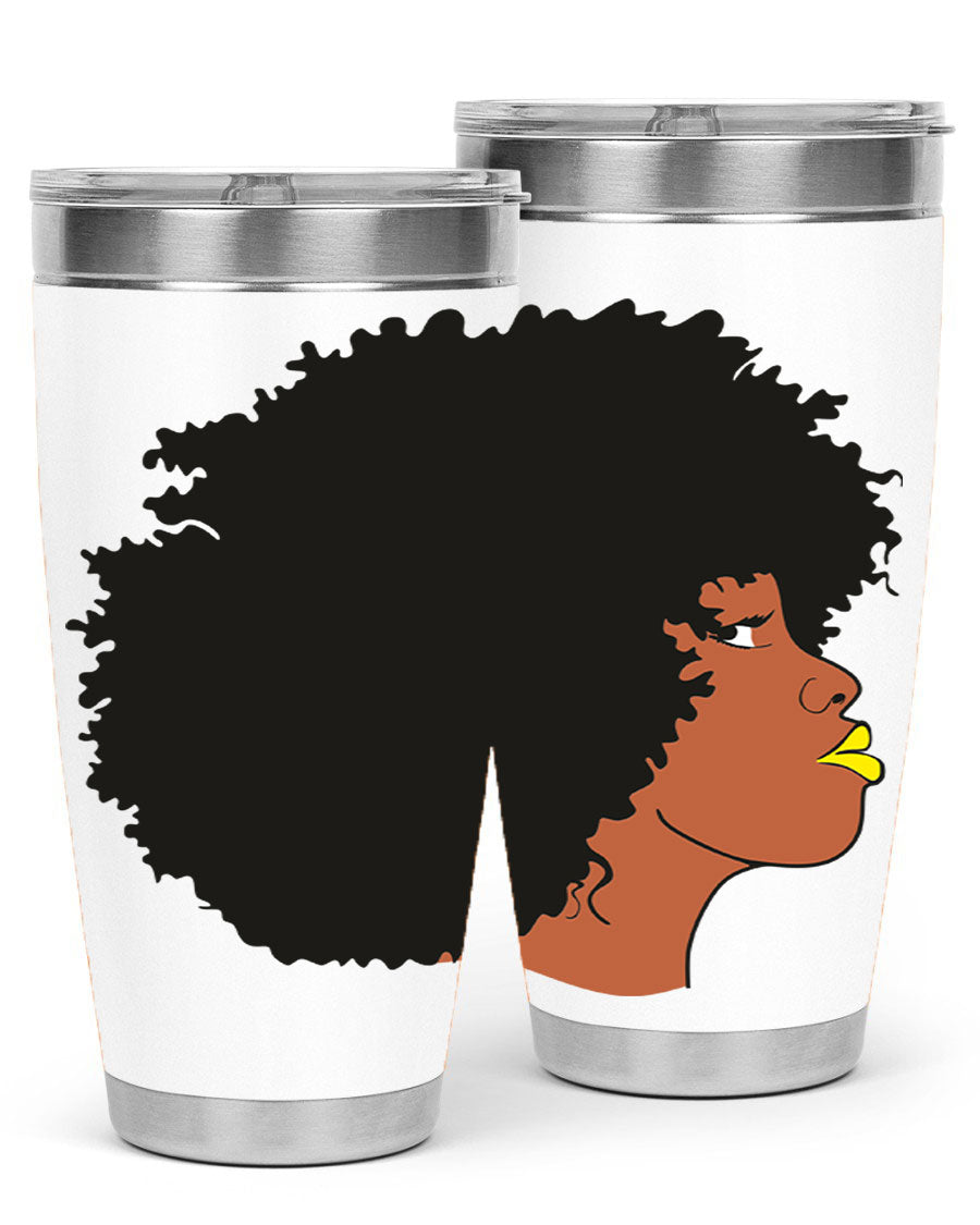 Black Women Queen Tumbler showcasing a stylish design with double wall vacuum insulation, perfect for hot and cold beverages.