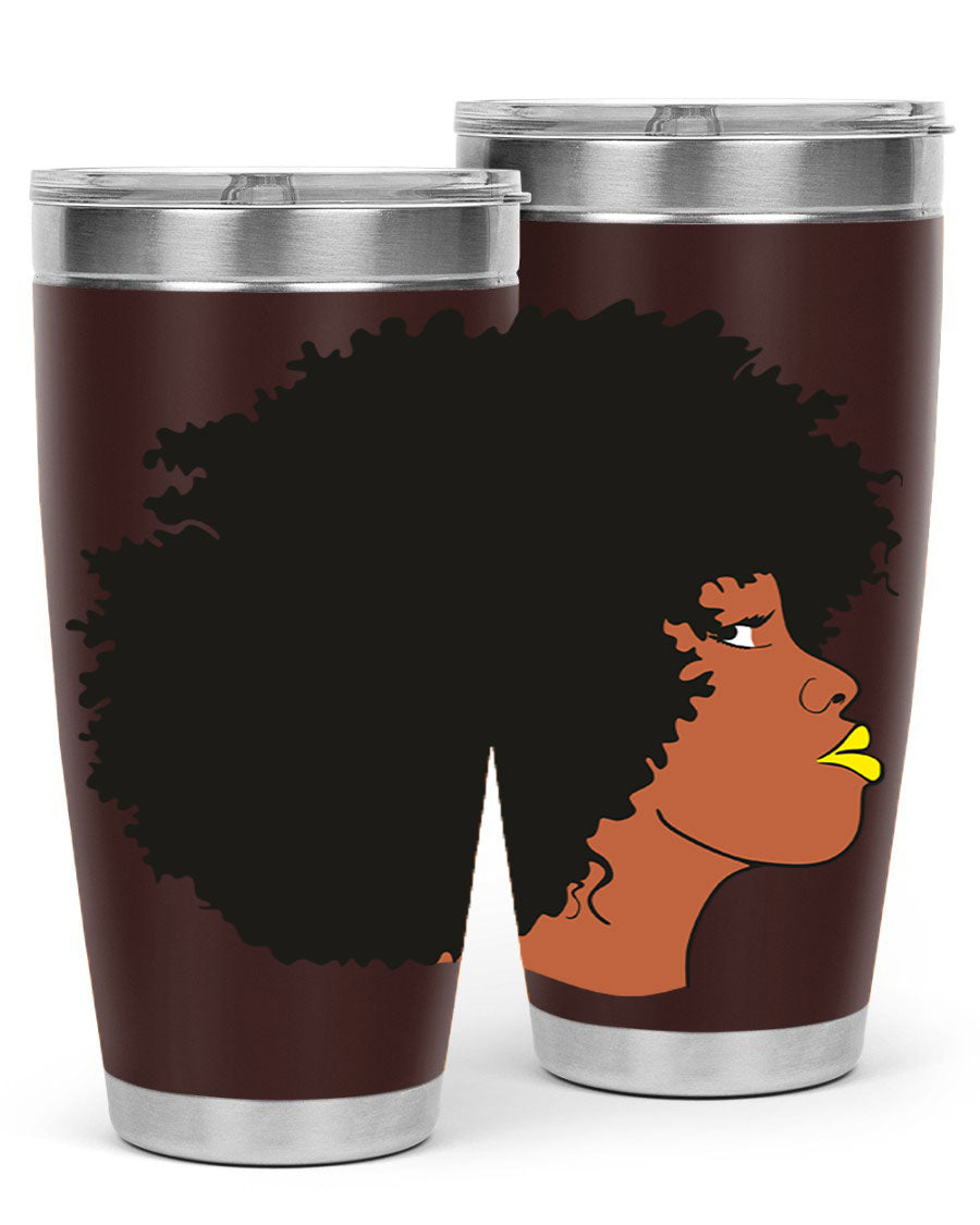 Black Women Queen Tumbler showcasing a stylish design with double wall vacuum insulation, perfect for hot and cold beverages.