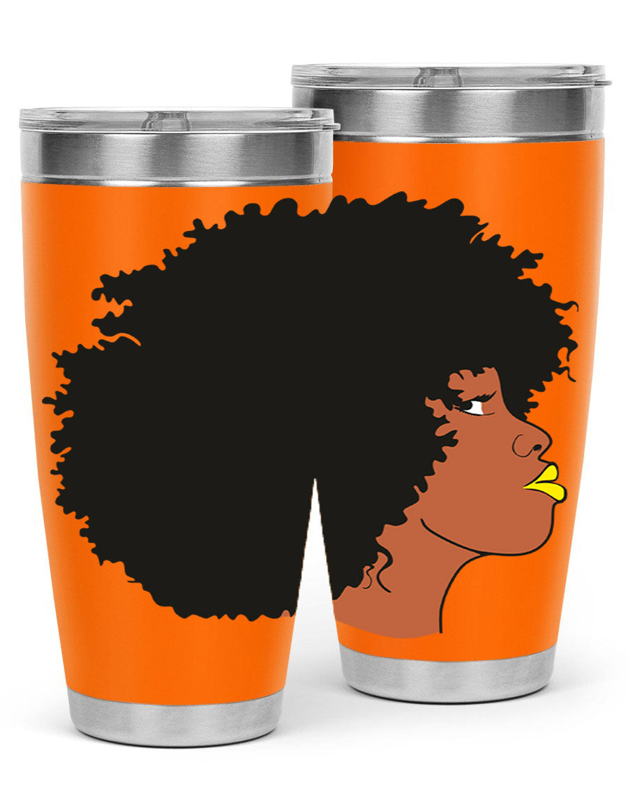 Black Women Queen Tumbler showcasing a stylish design with double wall vacuum insulation, perfect for hot and cold beverages.