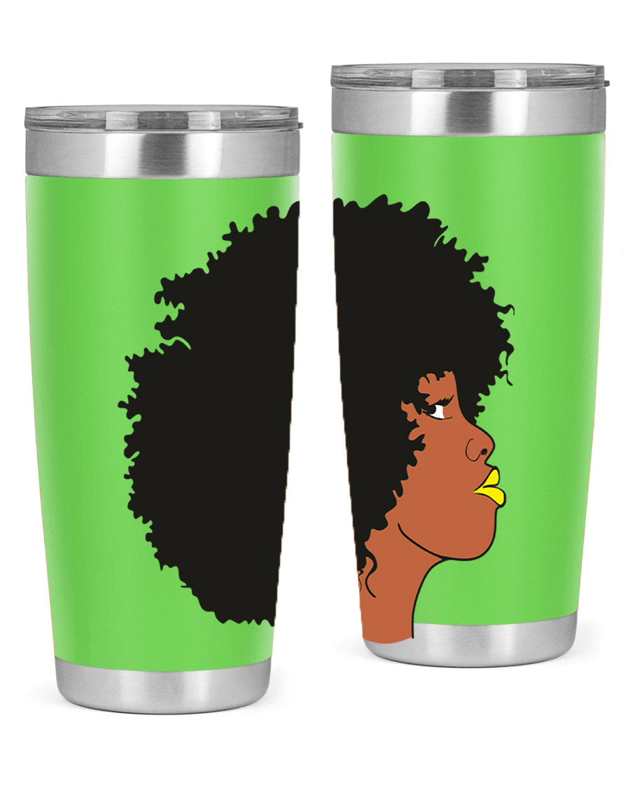 Black Women Queen Tumbler showcasing a stylish design with double wall vacuum insulation, perfect for hot and cold beverages.