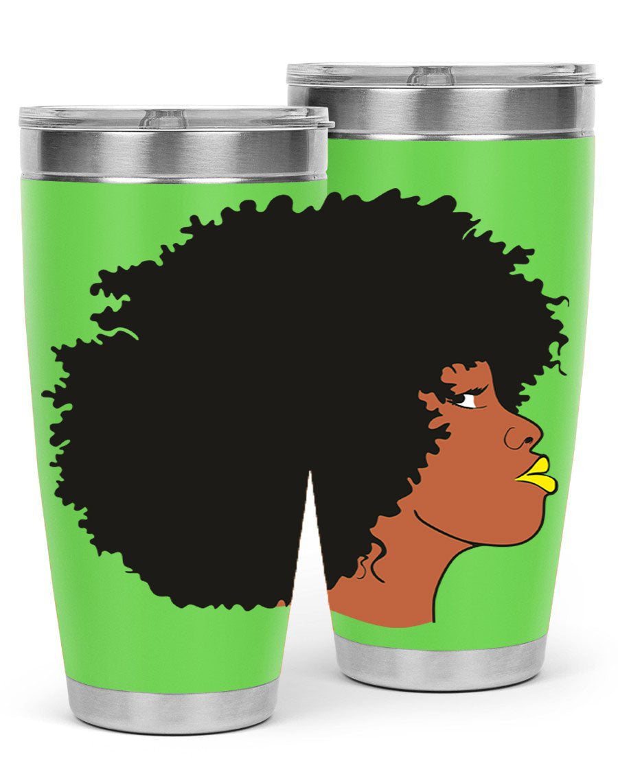 Black Women Queen Tumbler showcasing a stylish design with double wall vacuum insulation, perfect for hot and cold beverages.