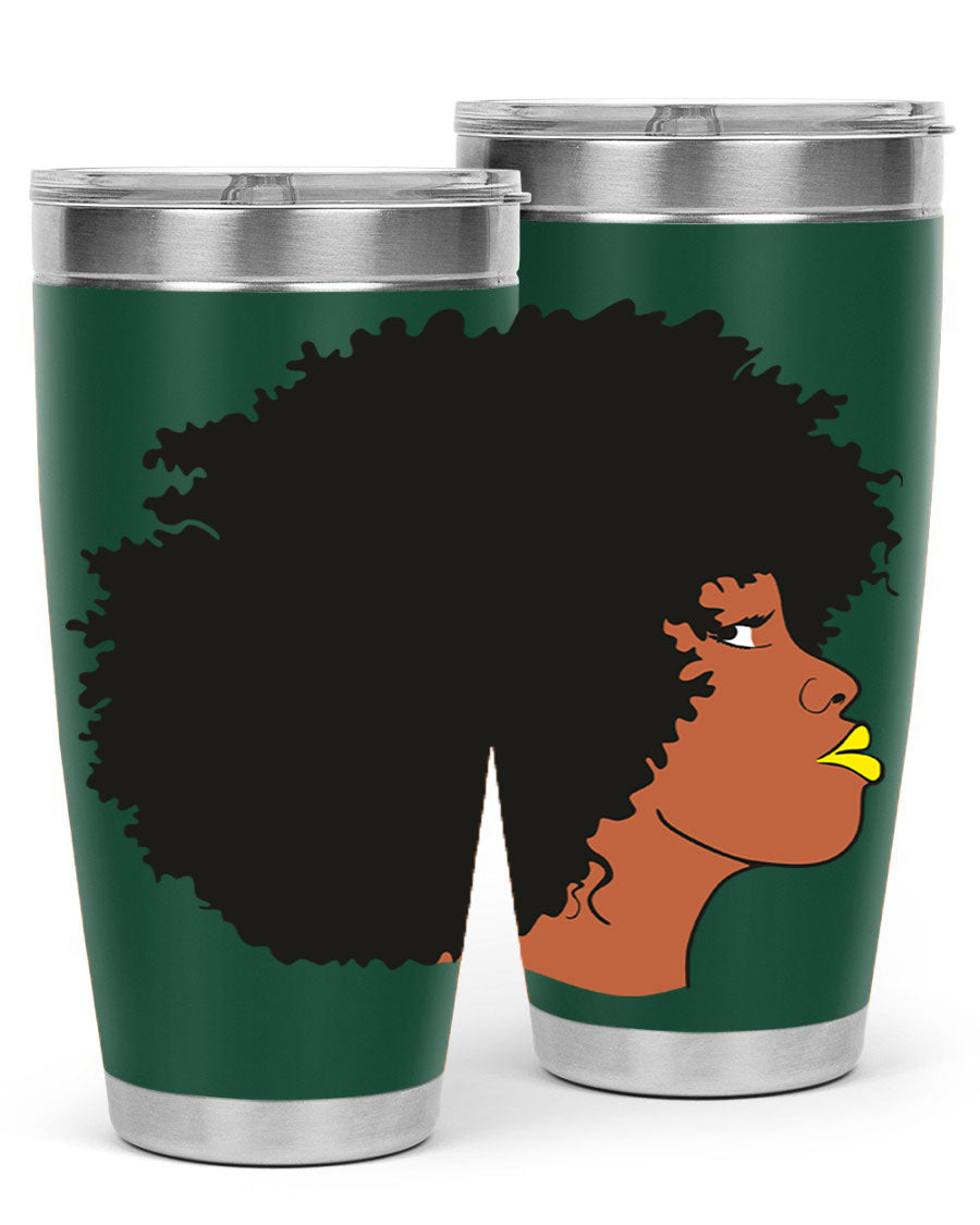 Black Women Queen Tumbler showcasing a stylish design with double wall vacuum insulation, perfect for hot and cold beverages.