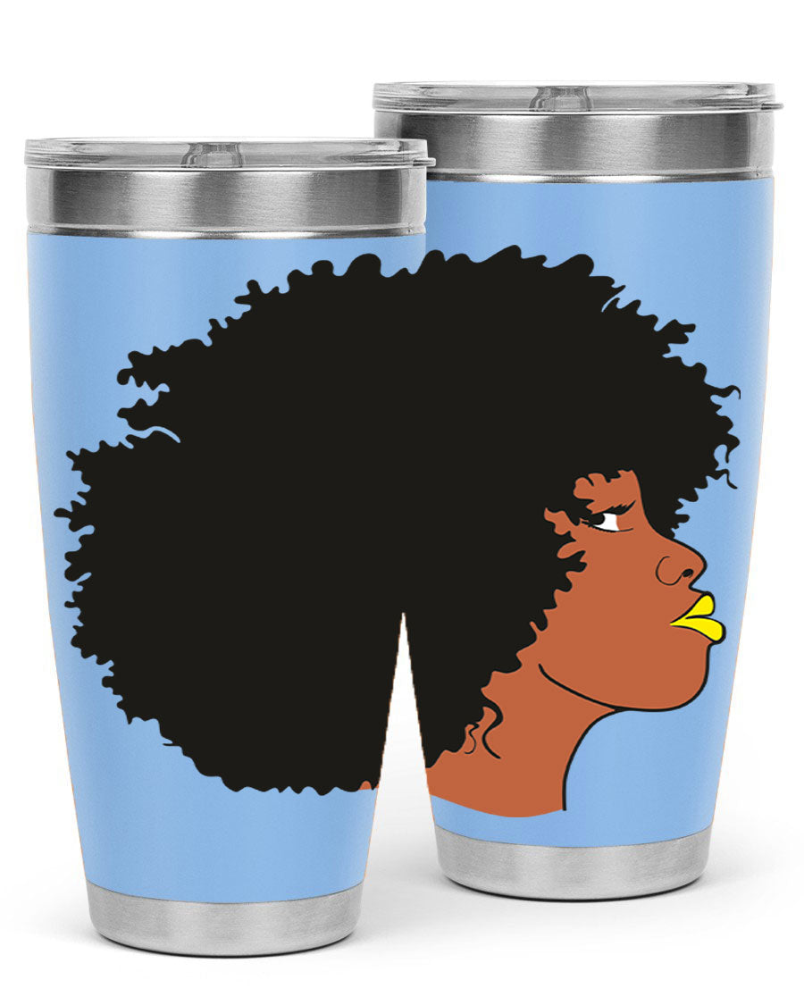 Black Women Queen Tumbler showcasing a stylish design with double wall vacuum insulation, perfect for hot and cold beverages.