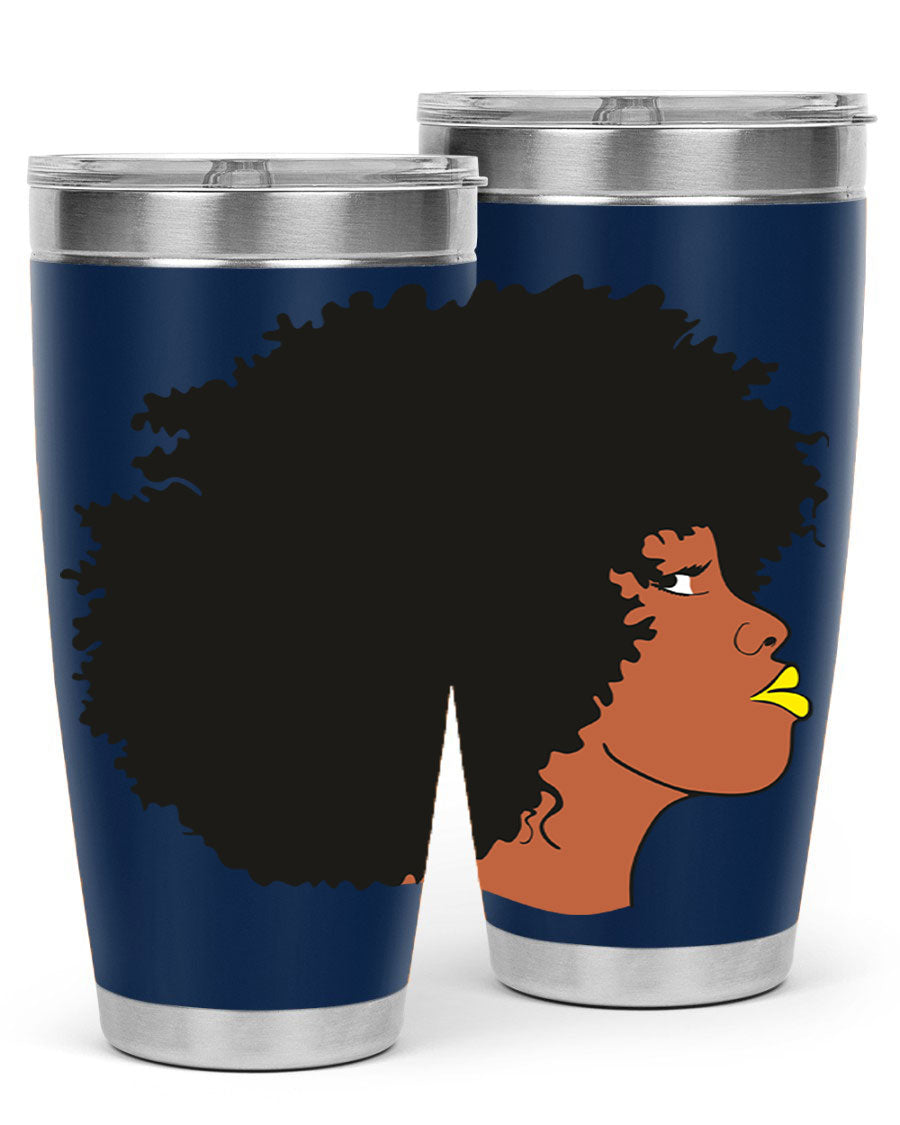 Black Women Queen Tumbler showcasing a stylish design with double wall vacuum insulation, perfect for hot and cold beverages.