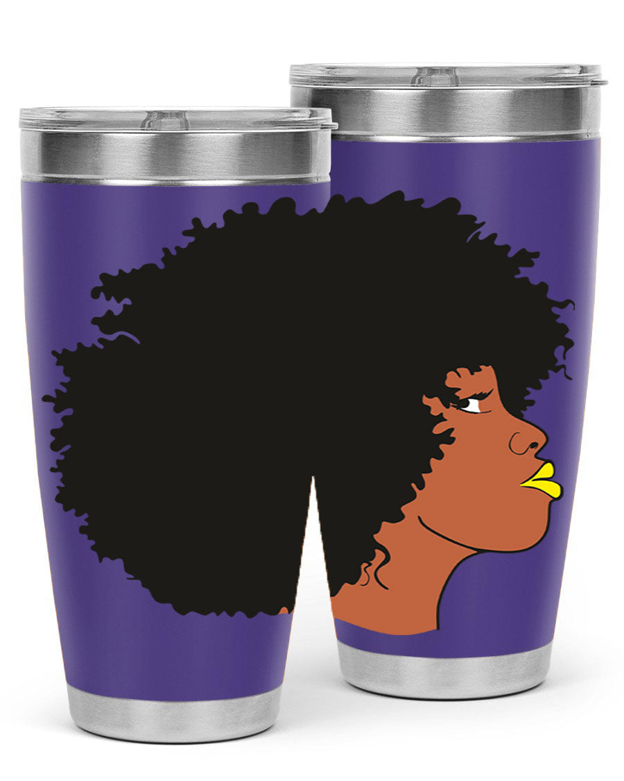 Black Women Queen Tumbler showcasing a stylish design with double wall vacuum insulation, perfect for hot and cold beverages.