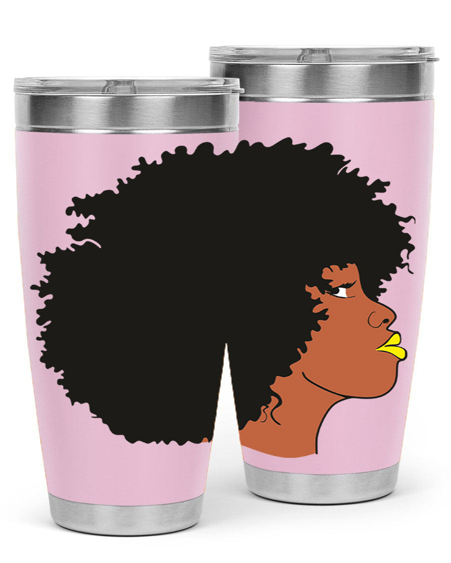 Black Women Queen Tumbler showcasing a stylish design with double wall vacuum insulation, perfect for hot and cold beverages.