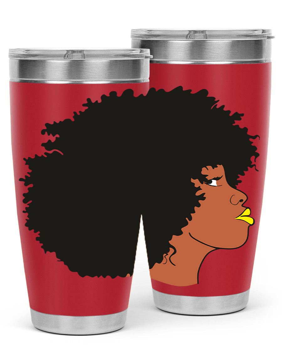 Black Women Queen Tumbler showcasing a stylish design with double wall vacuum insulation, perfect for hot and cold beverages.