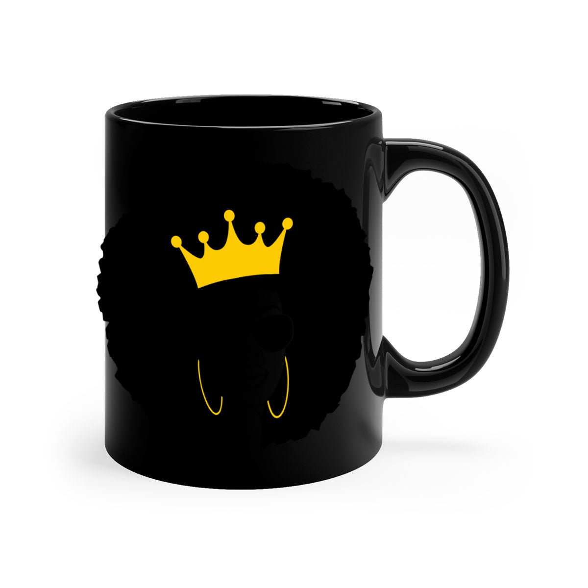 Black Women - Queen 76# Mug featuring a two-tone design with a glossy finish and colored handle, available in multiple colors.