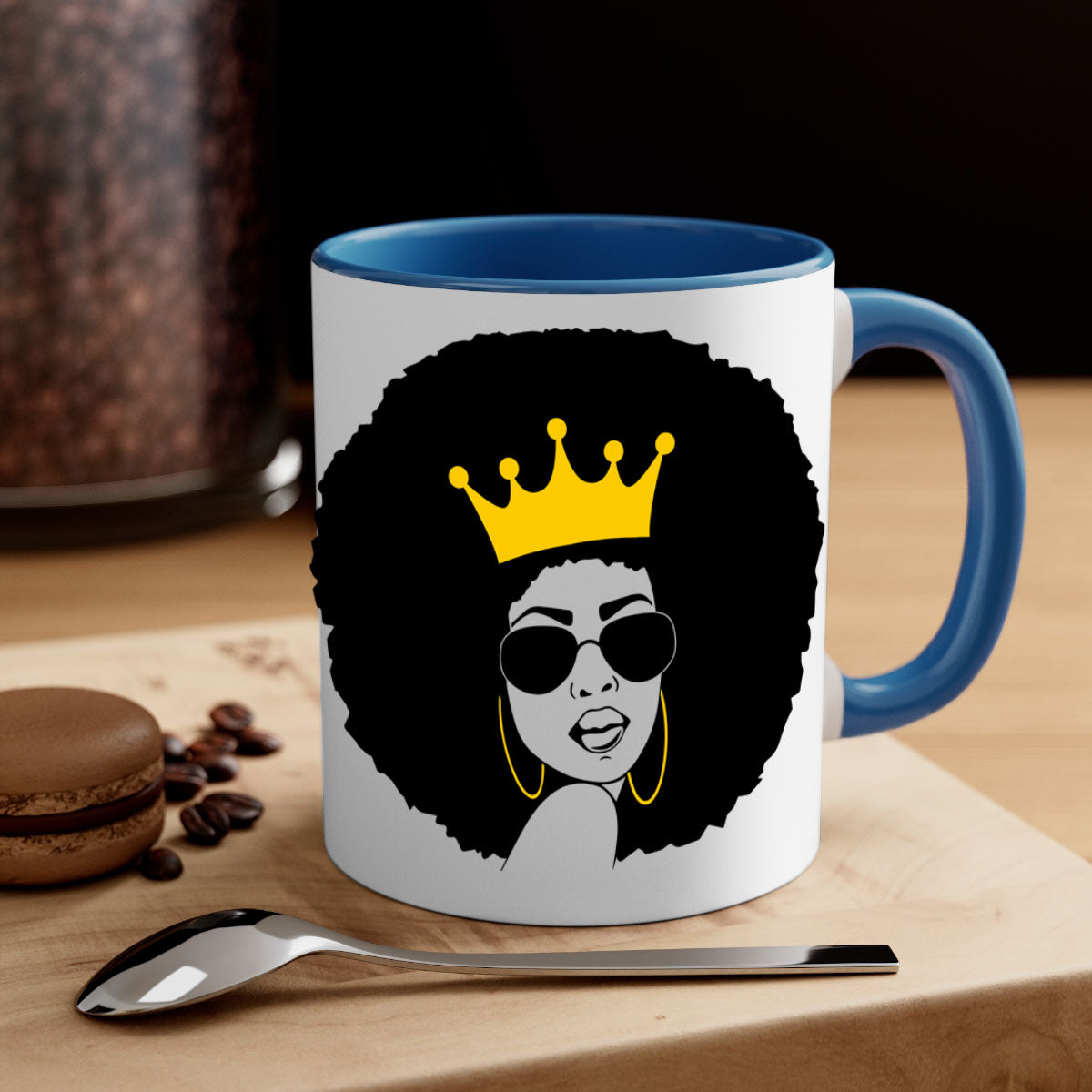 Black Women - Queen 76# Mug featuring a two-tone design with a glossy finish and colored handle, available in multiple colors.