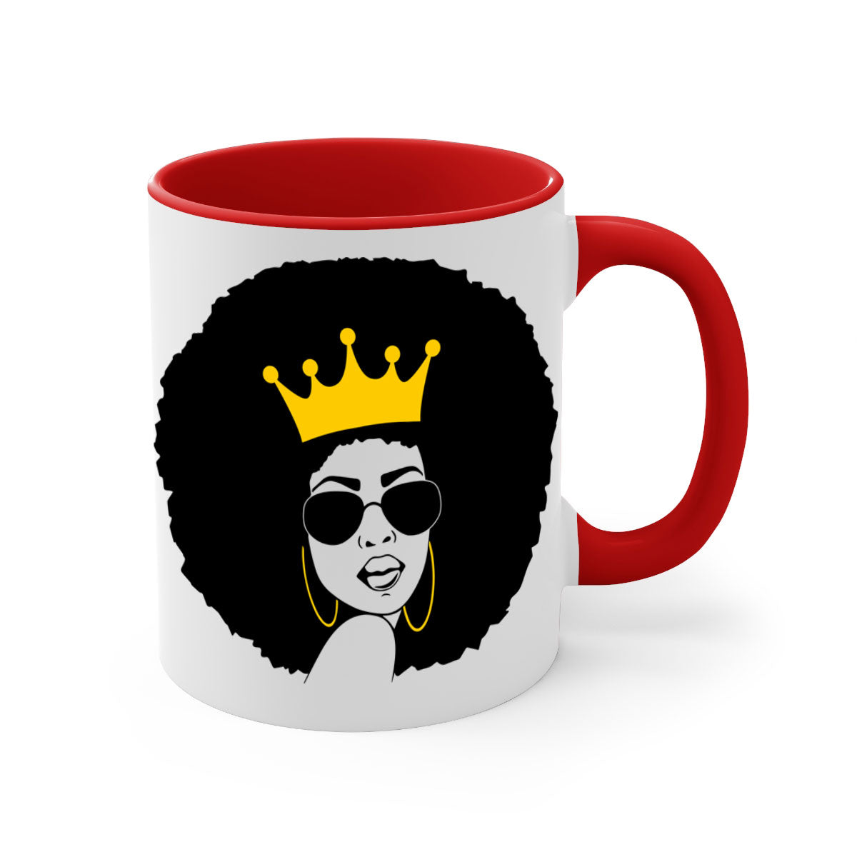 Black Women - Queen 76# Mug featuring a two-tone design with a glossy finish and colored handle, available in multiple colors.