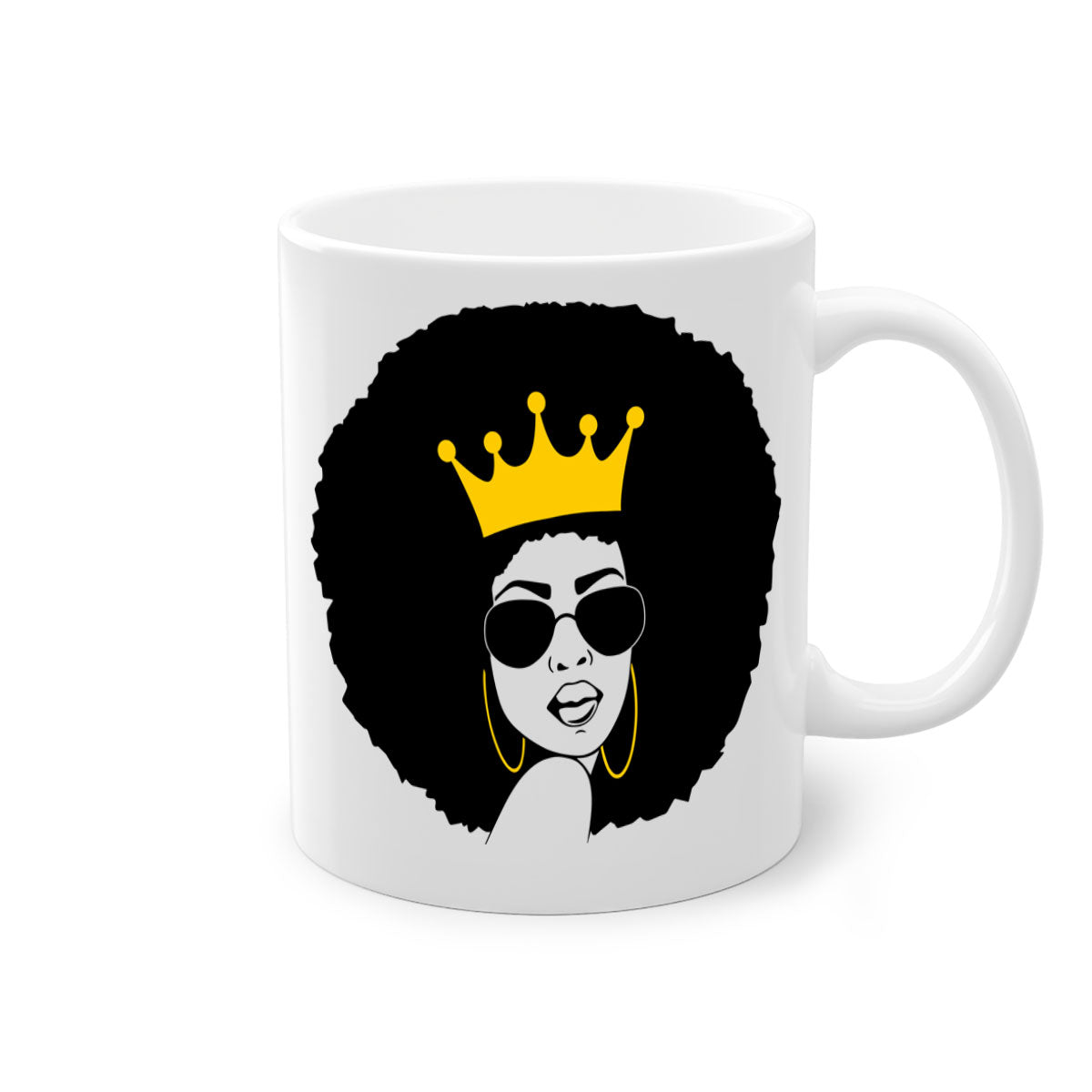 Black Women - Queen 76# Mug featuring a two-tone design with a glossy finish and colored handle, available in multiple colors.