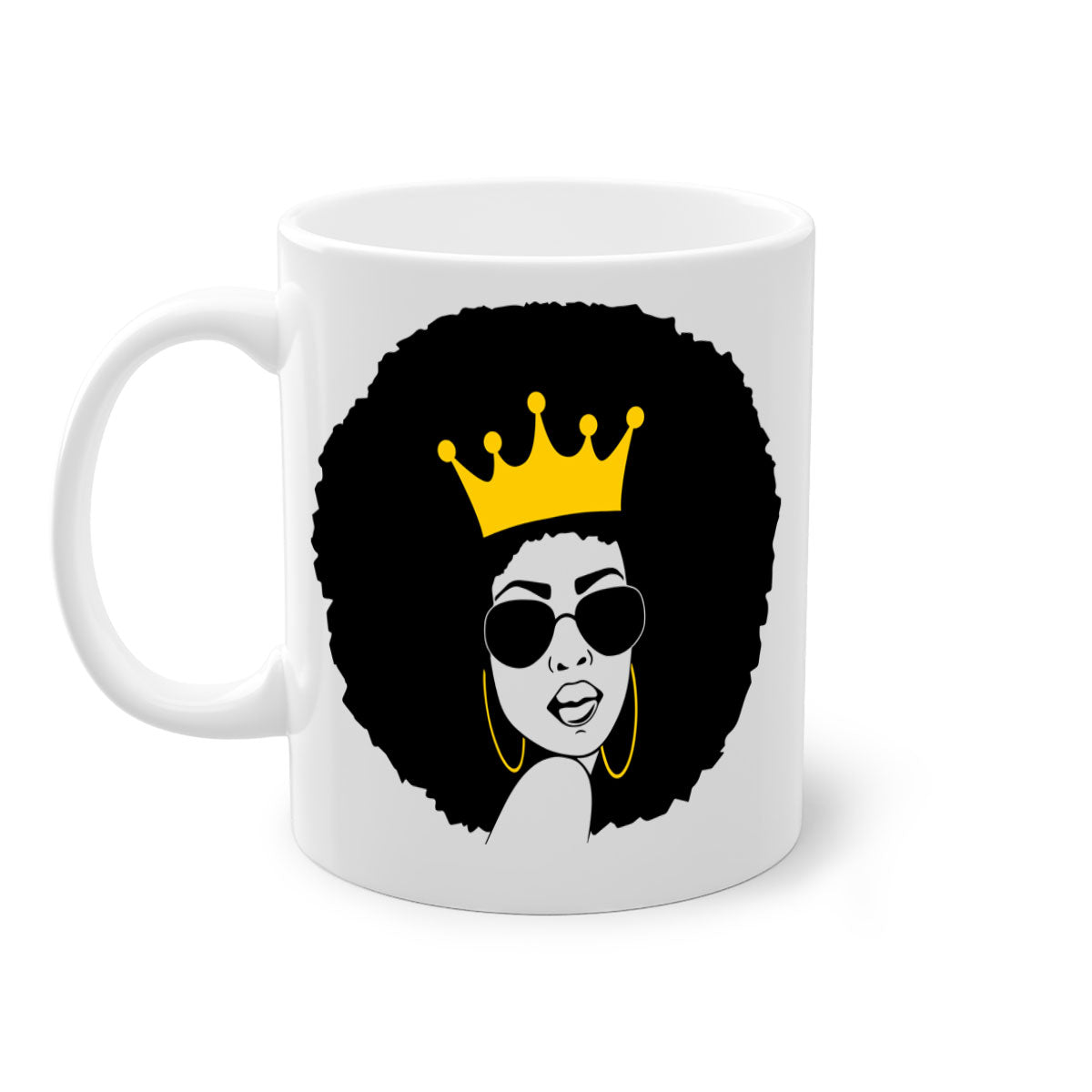 Black Women - Queen 76# Mug featuring a two-tone design with a glossy finish and colored handle, available in multiple colors.