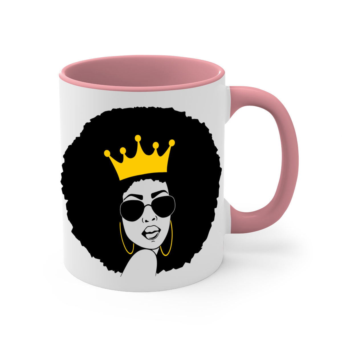 Black Women - Queen 76# Mug featuring a two-tone design with a glossy finish and colored handle, available in multiple colors.