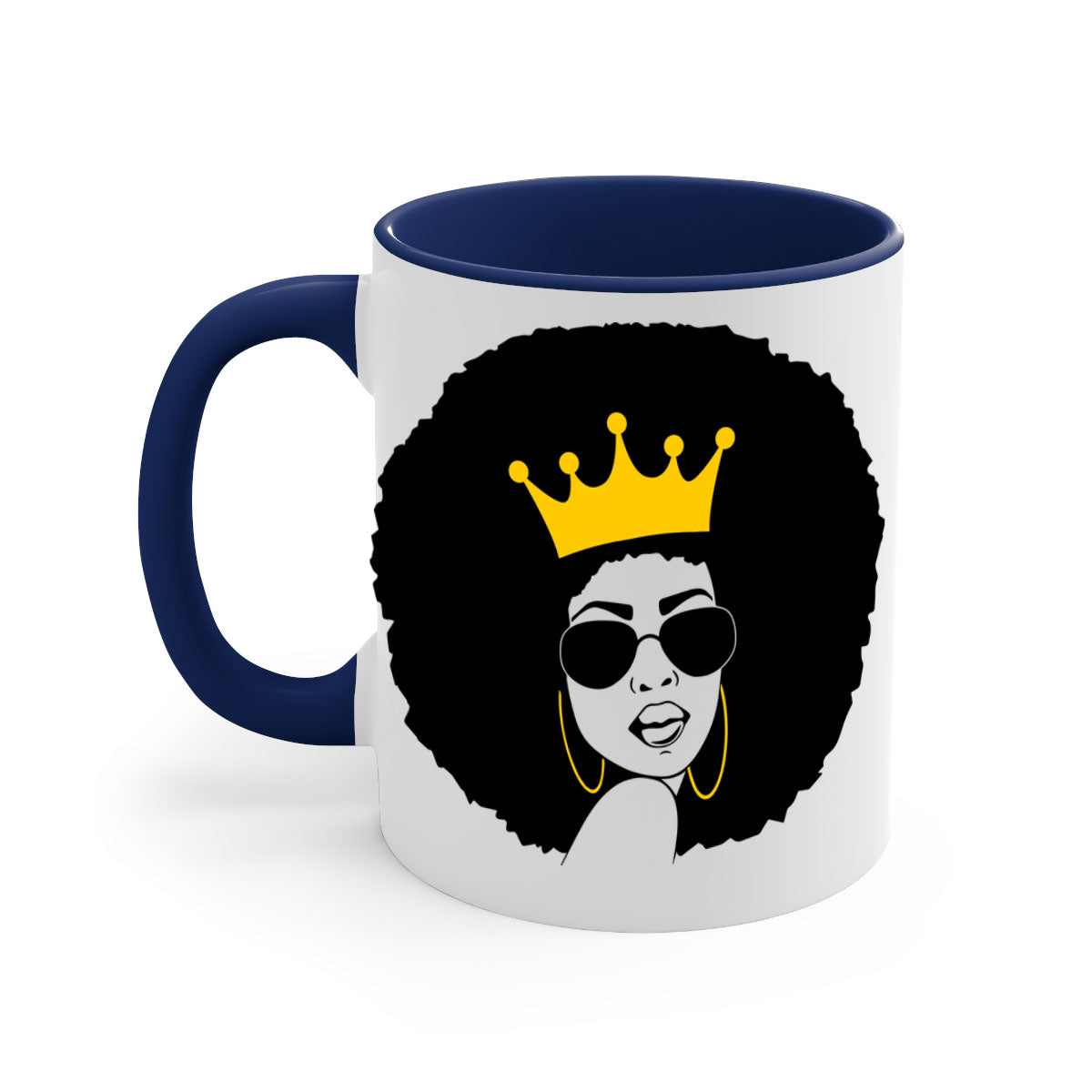 Black Women - Queen 76# Mug featuring a two-tone design with a glossy finish and colored handle, available in multiple colors.