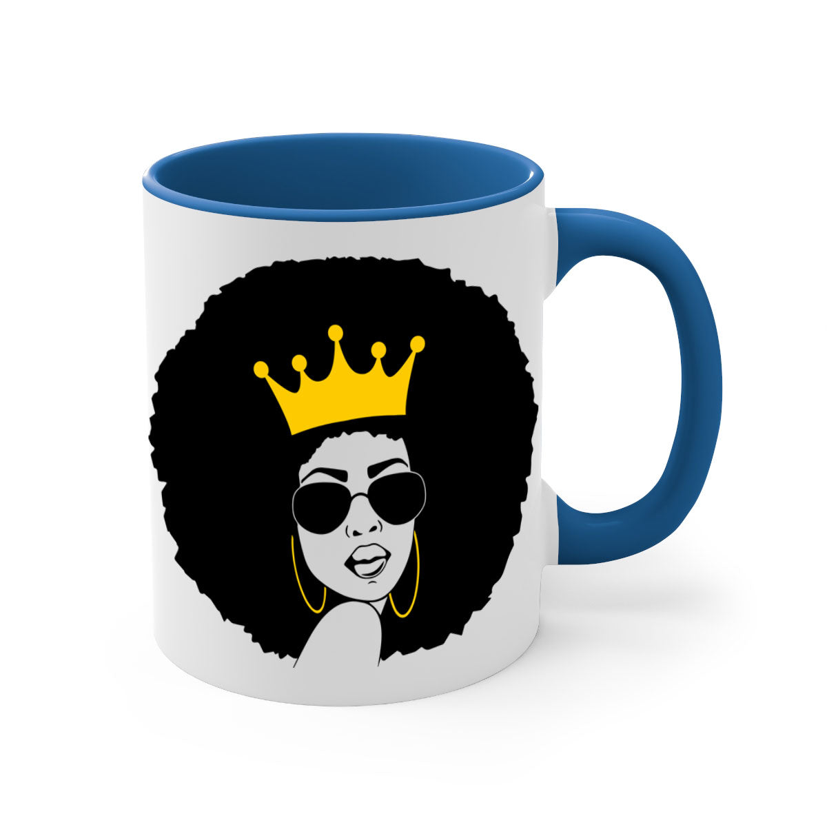 Black Women - Queen 76# Mug featuring a two-tone design with a glossy finish and colored handle, available in multiple colors.