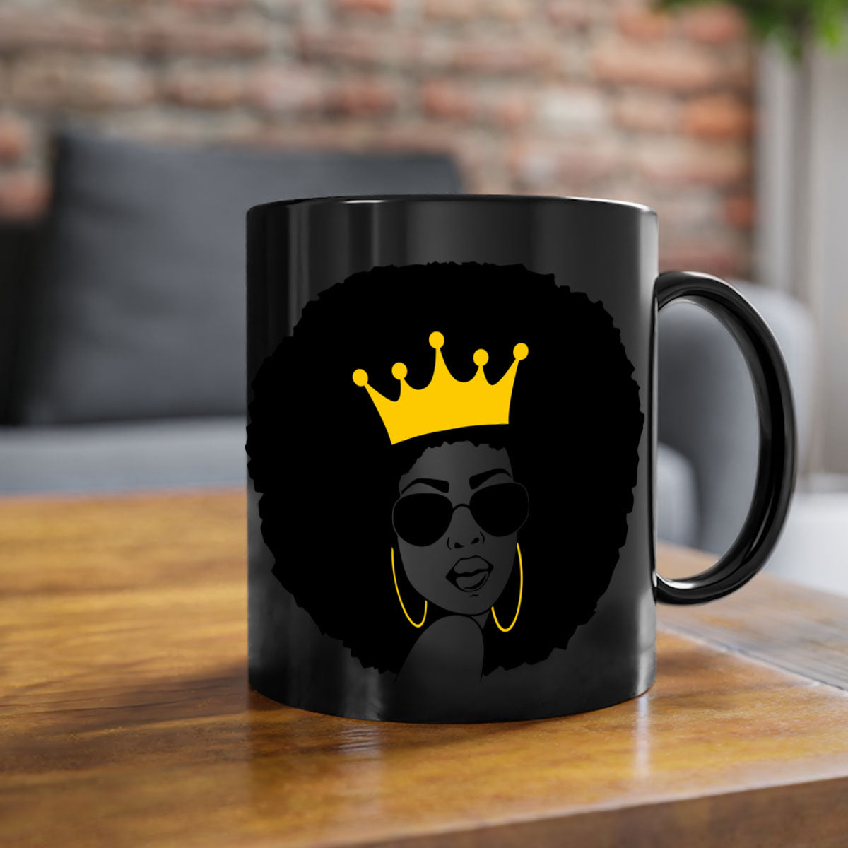 Black Women - Queen 76# Mug featuring a two-tone design with a glossy finish and colored handle, available in multiple colors.