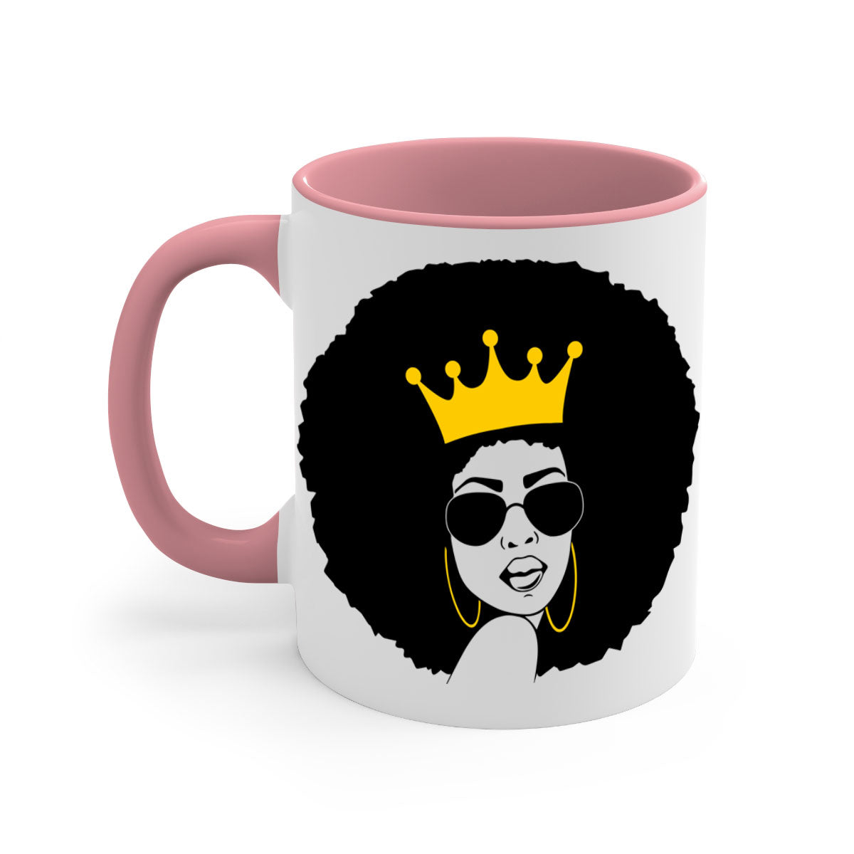 Black Women - Queen 76# Mug featuring a two-tone design with a glossy finish and colored handle, available in multiple colors.