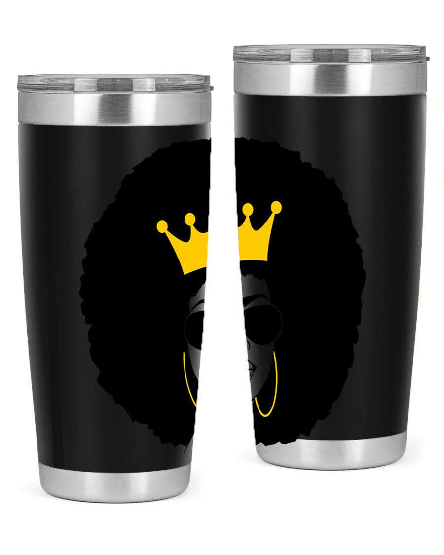 Black Women - Queen 76# Tumbler showcasing a stylish design, made from stainless steel with a vibrant print celebrating black women.