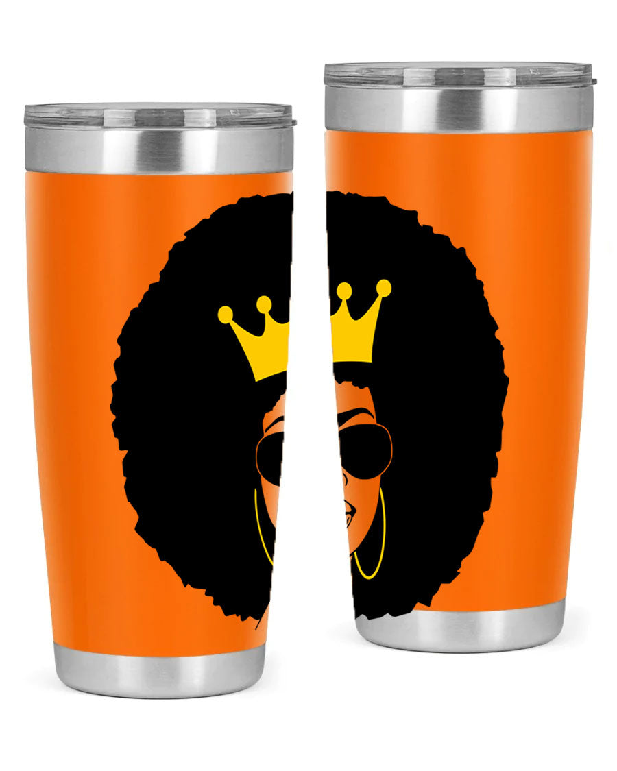 Black Women - Queen 76# Tumbler showcasing a stylish design, made from stainless steel with a vibrant print celebrating black women.