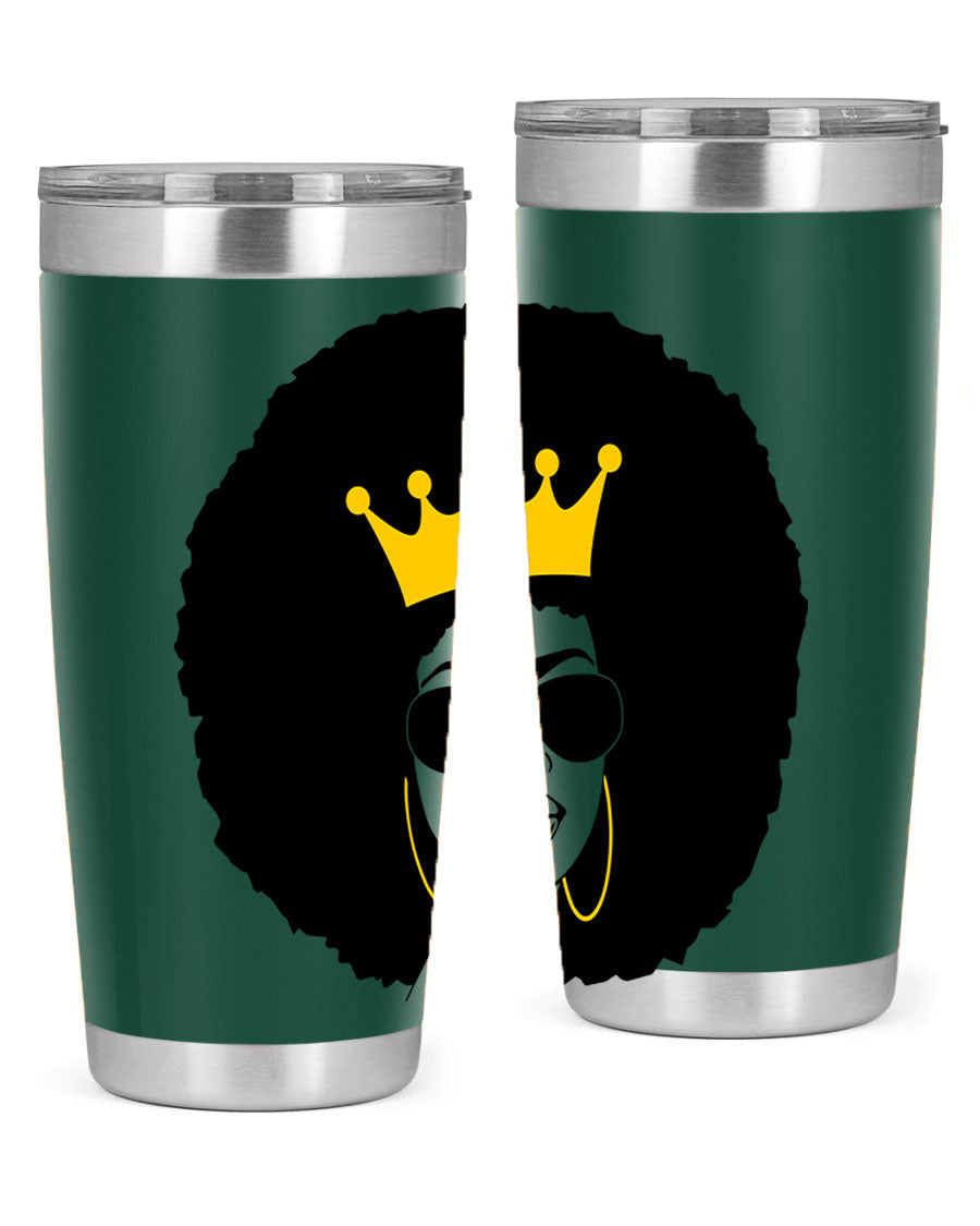 Black Women - Queen 76# Tumbler showcasing a stylish design, made from stainless steel with a vibrant print celebrating black women.