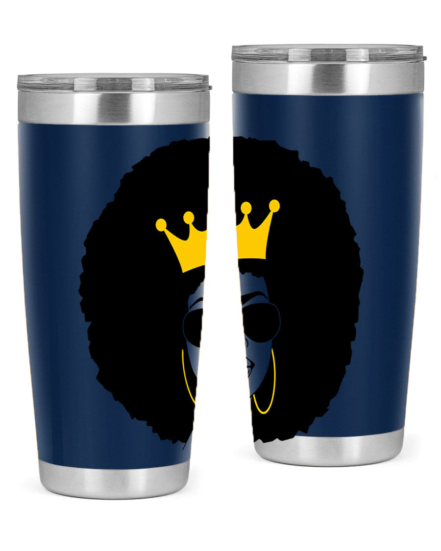 Black Women - Queen 76# Tumbler showcasing a stylish design, made from stainless steel with a vibrant print celebrating black women.