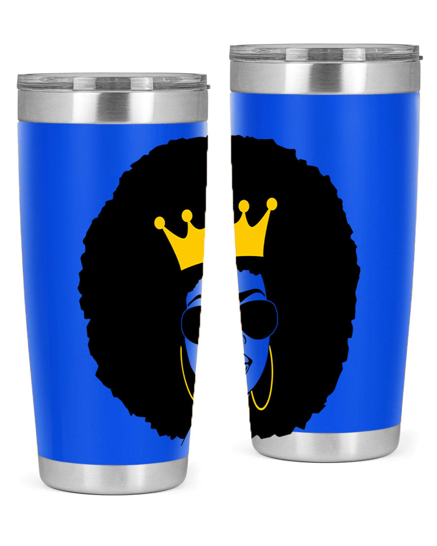 Black Women - Queen 76# Tumbler showcasing a stylish design, made from stainless steel with a vibrant print celebrating black women.