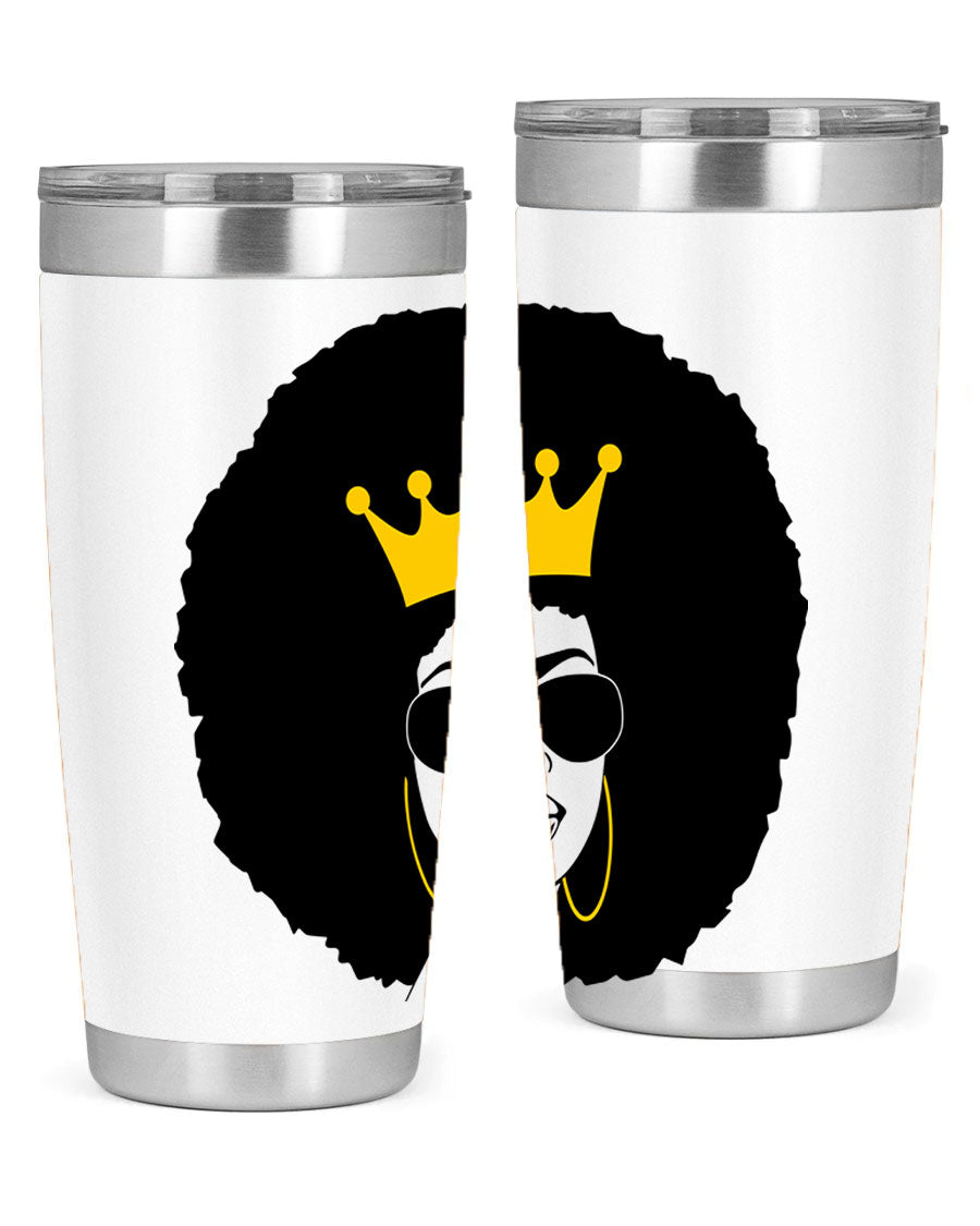 Black Women - Queen 76# Tumbler showcasing a stylish design, made from stainless steel with a vibrant print celebrating black women.