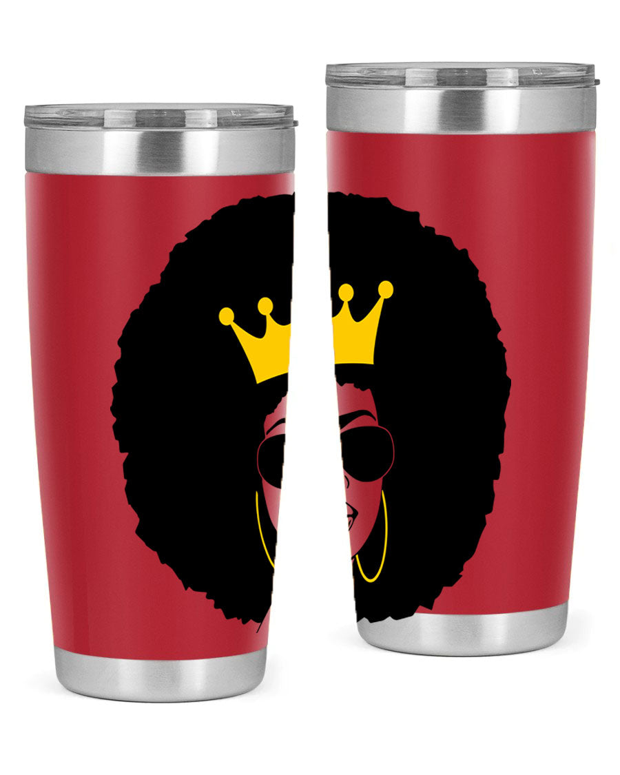 Black Women - Queen 76# Tumbler showcasing a stylish design, made from stainless steel with a vibrant print celebrating black women.