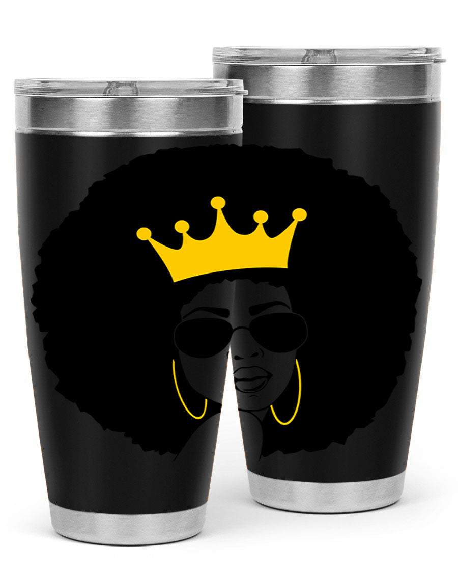 Black Women - Queen 76# Tumbler showcasing a stylish design, made from stainless steel with a vibrant print celebrating black women.