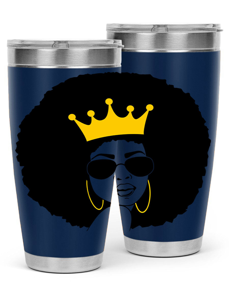 Black Women - Queen 76# Tumbler showcasing a stylish design, made from stainless steel with a vibrant print celebrating black women.