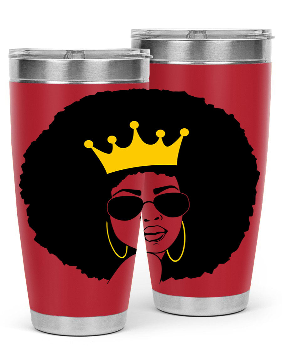 Black Women - Queen 76# Tumbler showcasing a stylish design, made from stainless steel with a vibrant print celebrating black women.