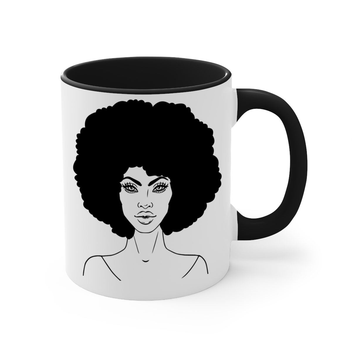 Black Women - Queen 79# Mug featuring a glossy finish, colored handle, and interior, available in five vibrant colors.