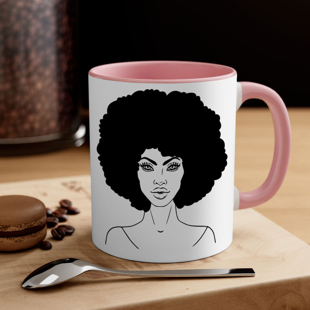 Black Women - Queen 79# Mug featuring a glossy finish, colored handle, and interior, available in five vibrant colors.