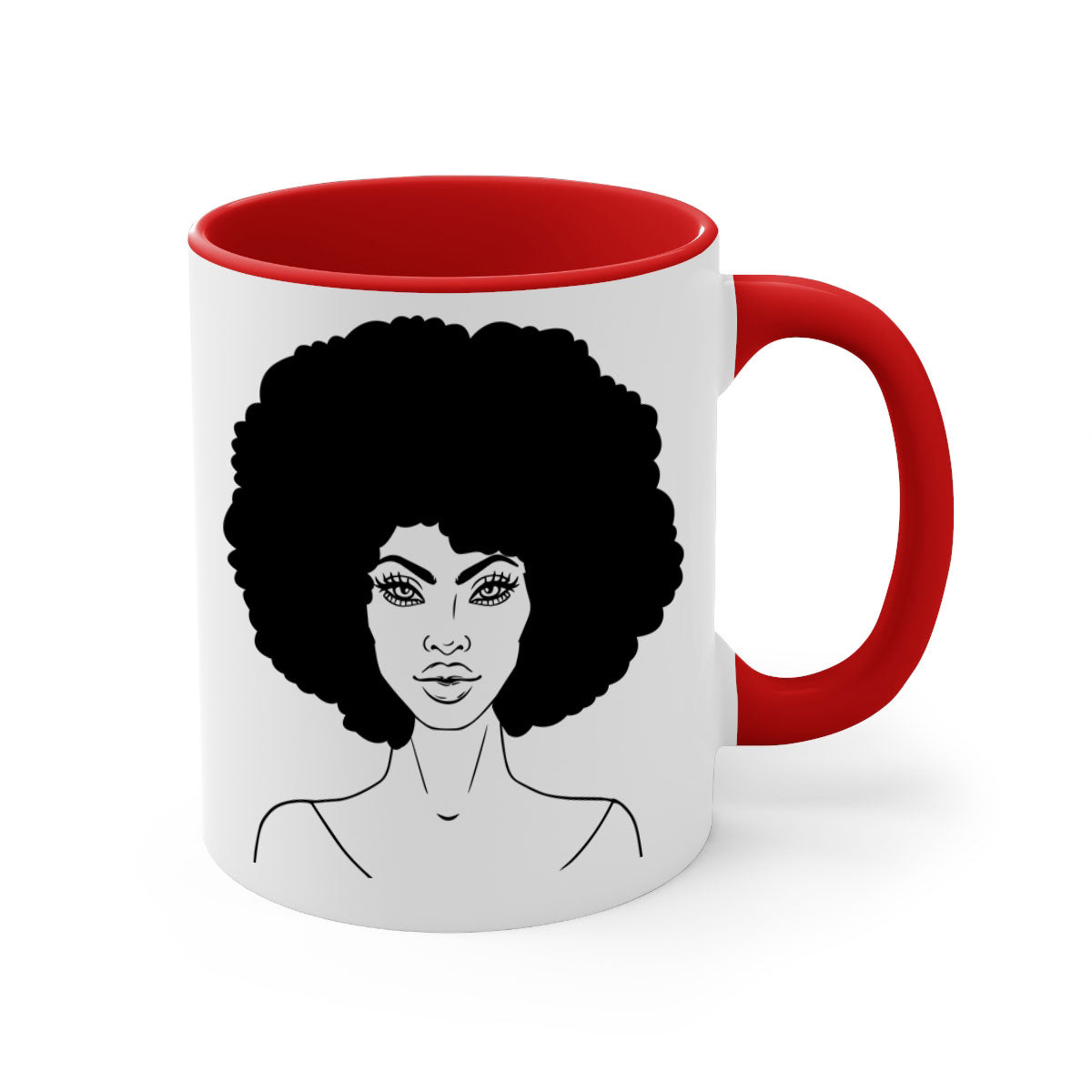 Black Women - Queen 79# Mug featuring a glossy finish, colored handle, and interior, available in five vibrant colors.