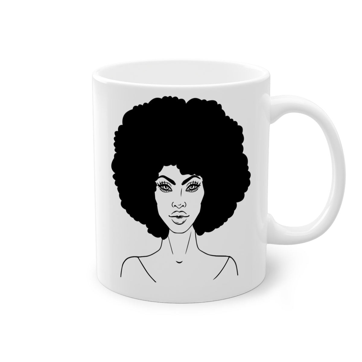 Black Women - Queen 79# Mug featuring a glossy finish, colored handle, and interior, available in five vibrant colors.