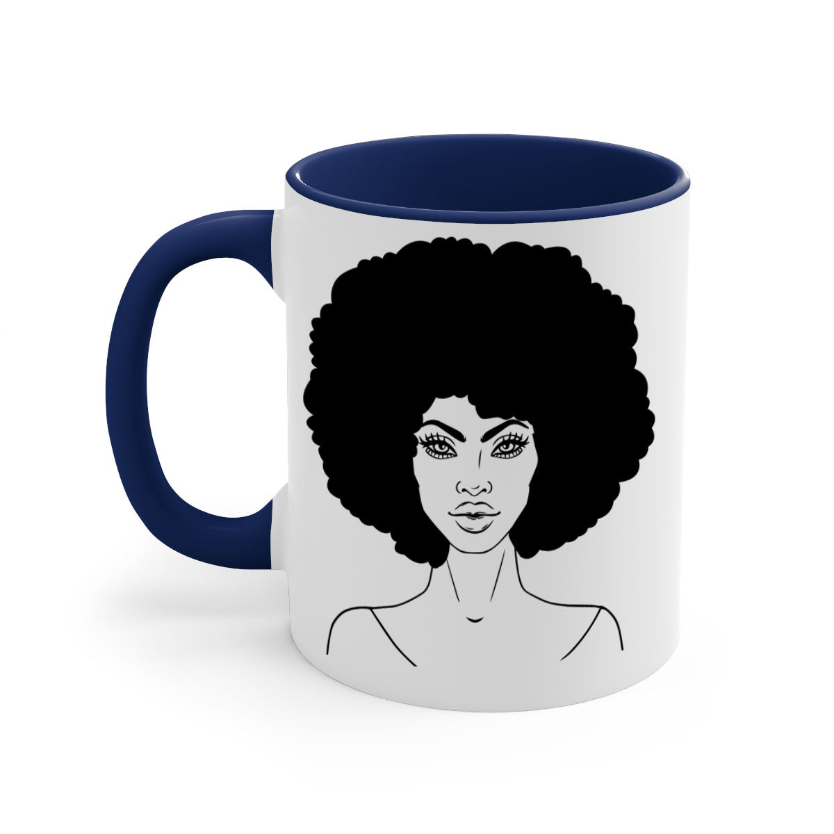 Black Women - Queen 79# Mug featuring a glossy finish, colored handle, and interior, available in five vibrant colors.