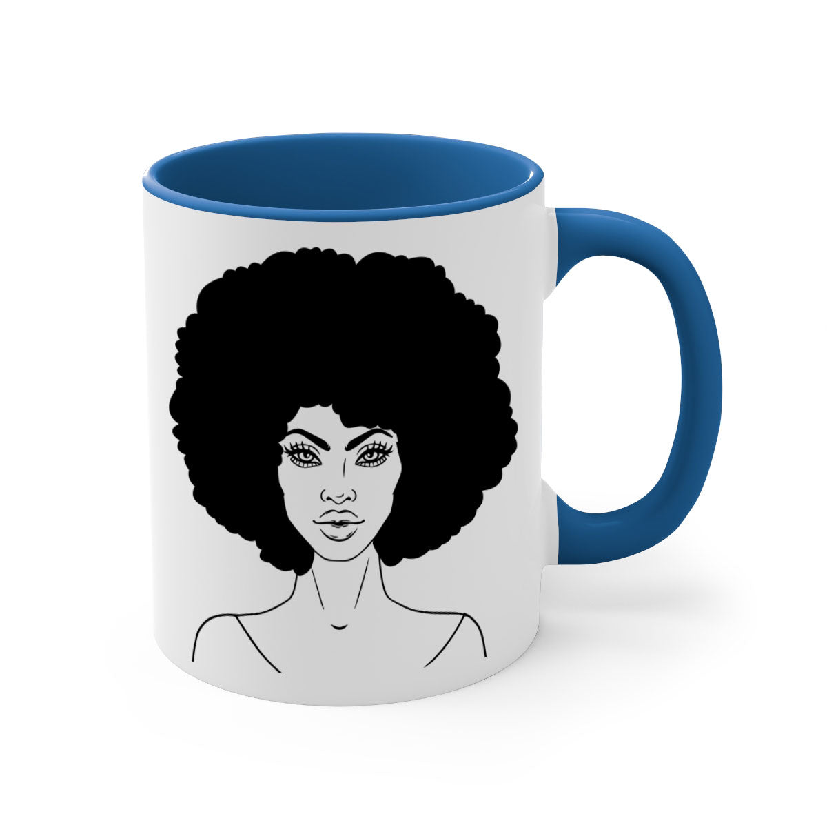 Black Women - Queen 79# Mug featuring a glossy finish, colored handle, and interior, available in five vibrant colors.